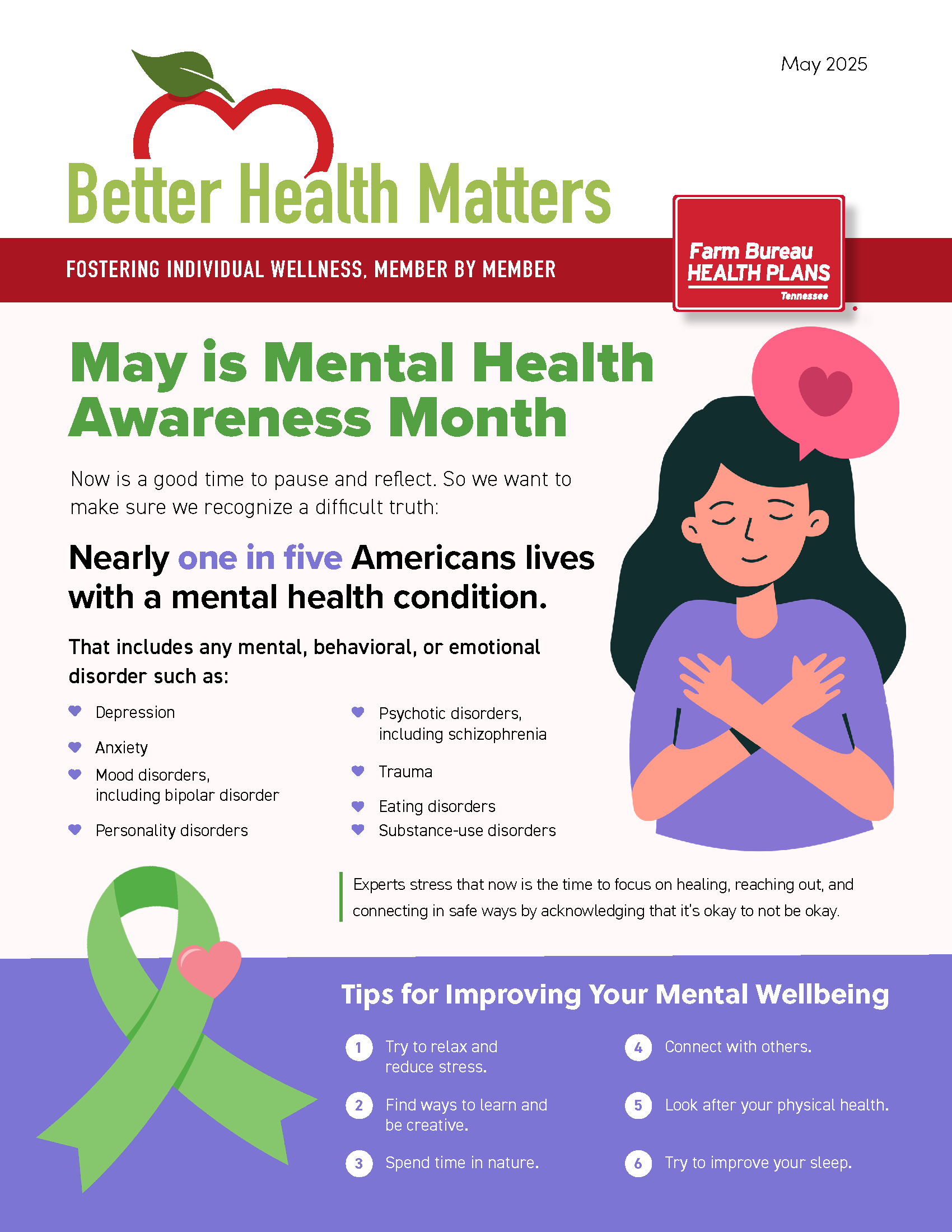 Farm Bureau Health Plans Health Article; May is Mental Health Awareness Month